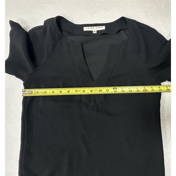 TRINA TURK Womens Black Cut Out Short Sleeve V Neck Career Wear Size Small - Picture 3 of 9